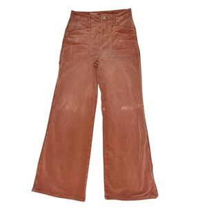 Pilcro Utility Corduroy Wide Leg Pants Rust High Rise Cargo Pocket Workwear 26